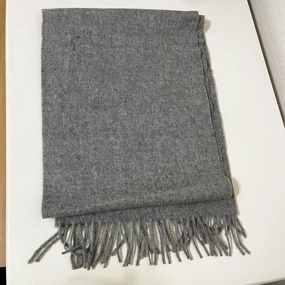 Tumi Fringe Scarf Pure Peruvian 100% Baby Alpaca Gray